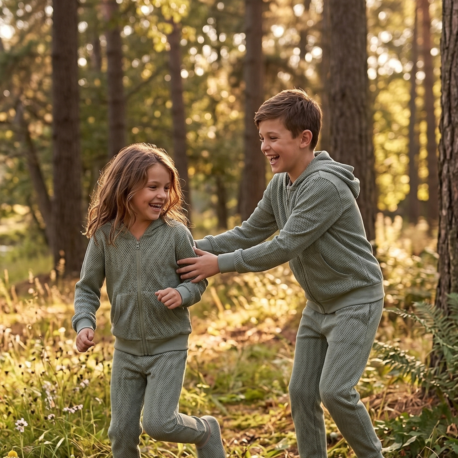 Children playing in a forest in Bug Away kids sets